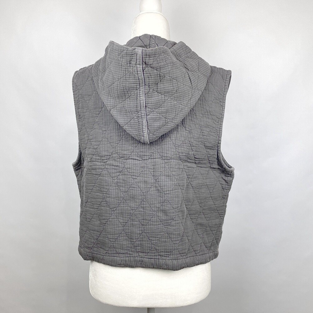 NWOT Philosophy of Comfort Women's Size L Gray Quilted Hooded Lyocell Blend Vest - Picture 4 of 16